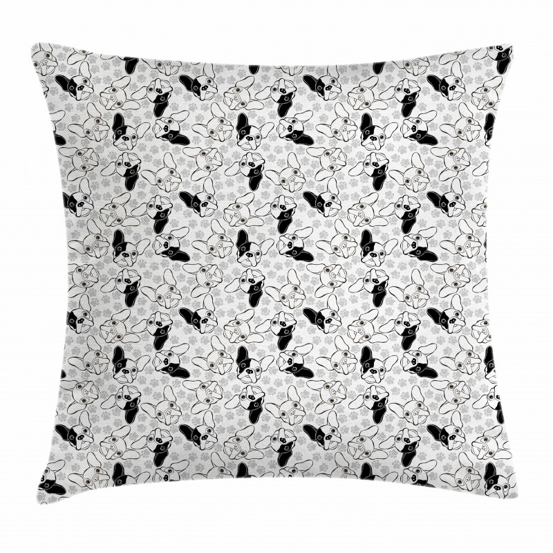 Doodle Faces Pawprints Pillow Cover