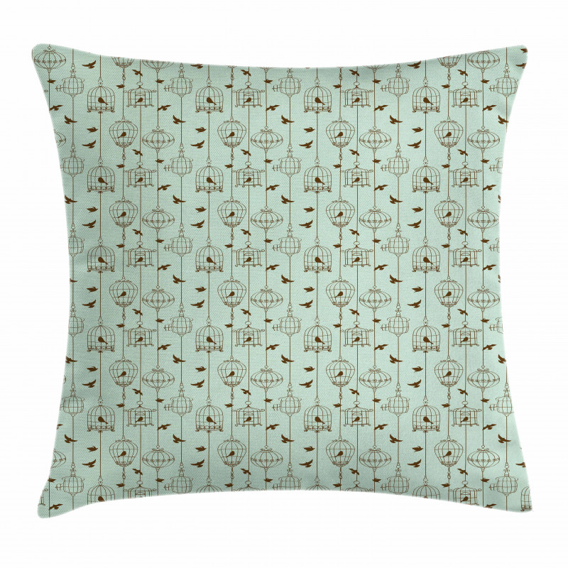 Birds and Cages Artwork Pillow Cover