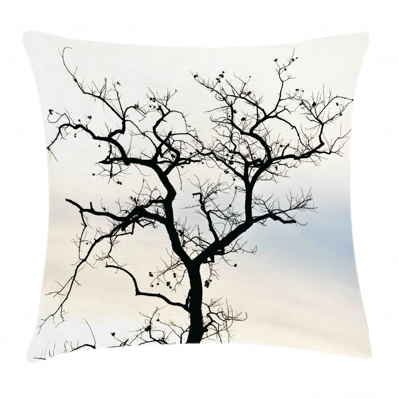 Black Fall Tree Silhouette Pillow Cover