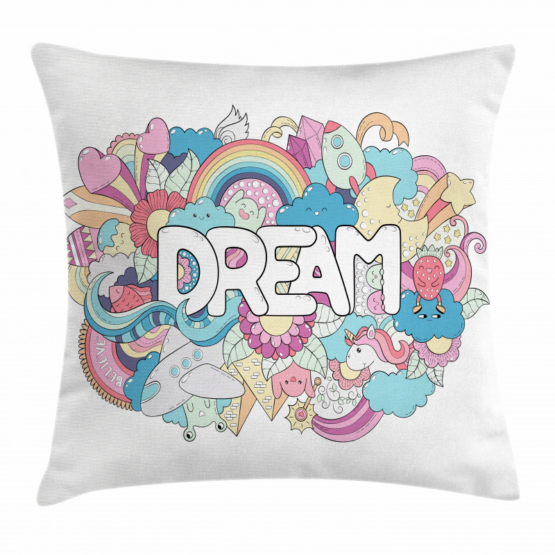 Childish Lettering Pillow Cover