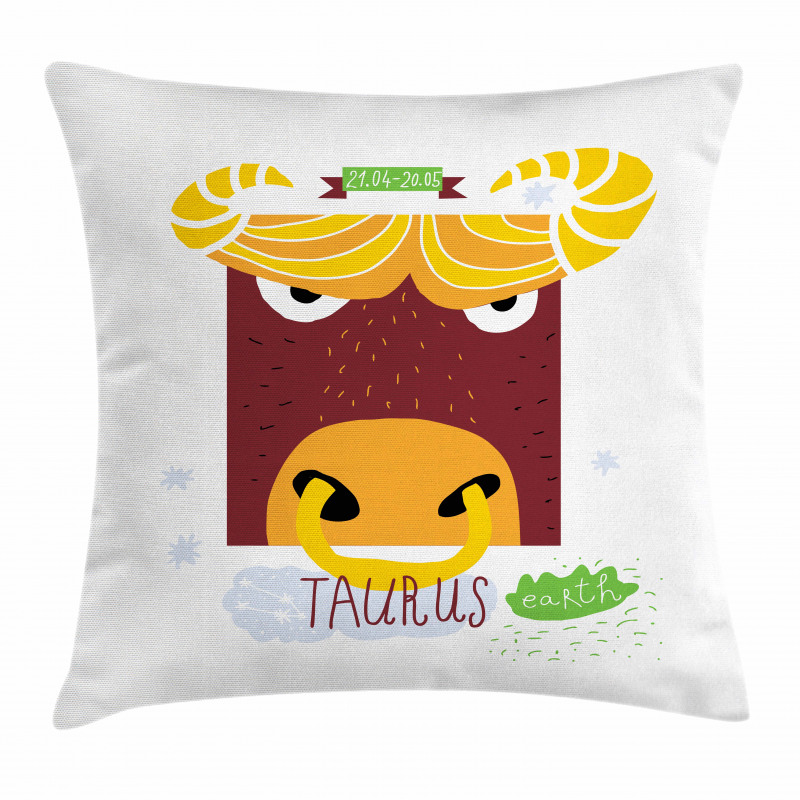 Angry Bull Face Pillow Cover