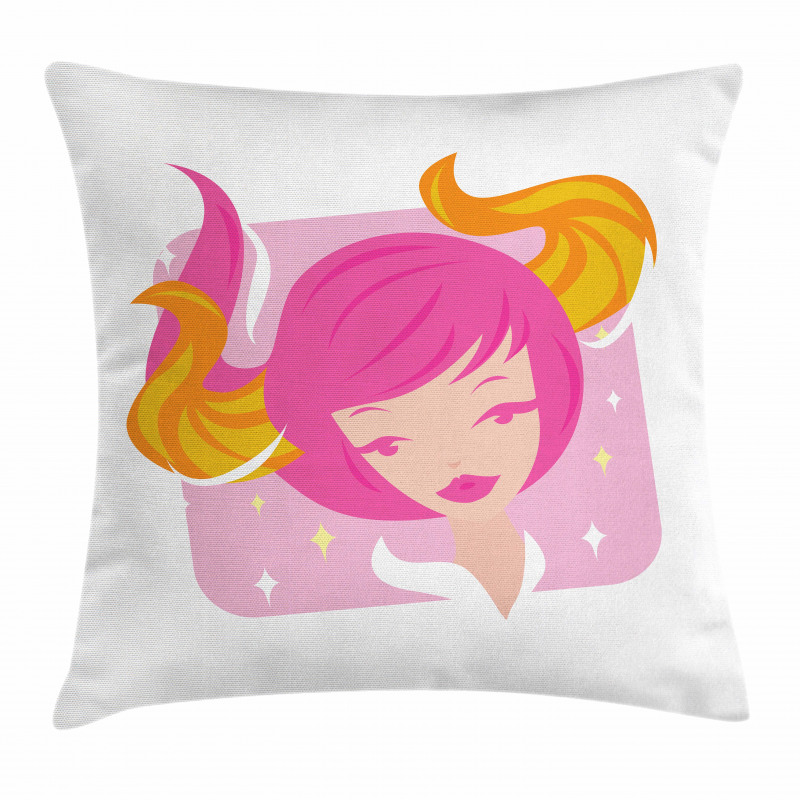 Pink Haired Woman Pillow Cover
