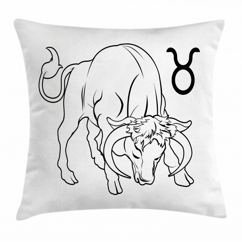 Hand Drawn Bull Pillow Cover