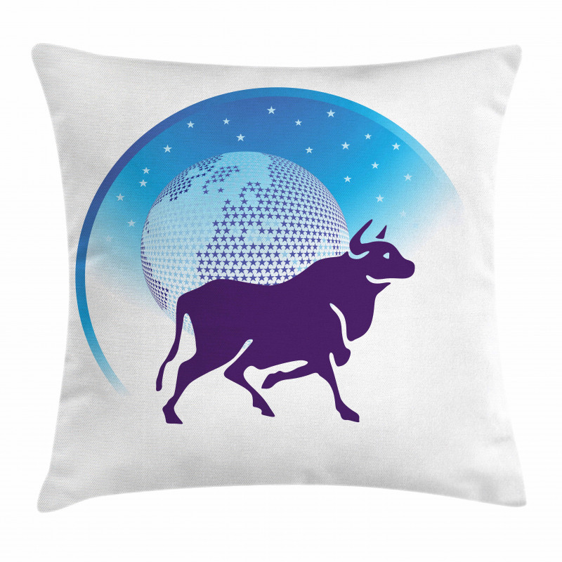 Globe Stars Bull Pillow Cover