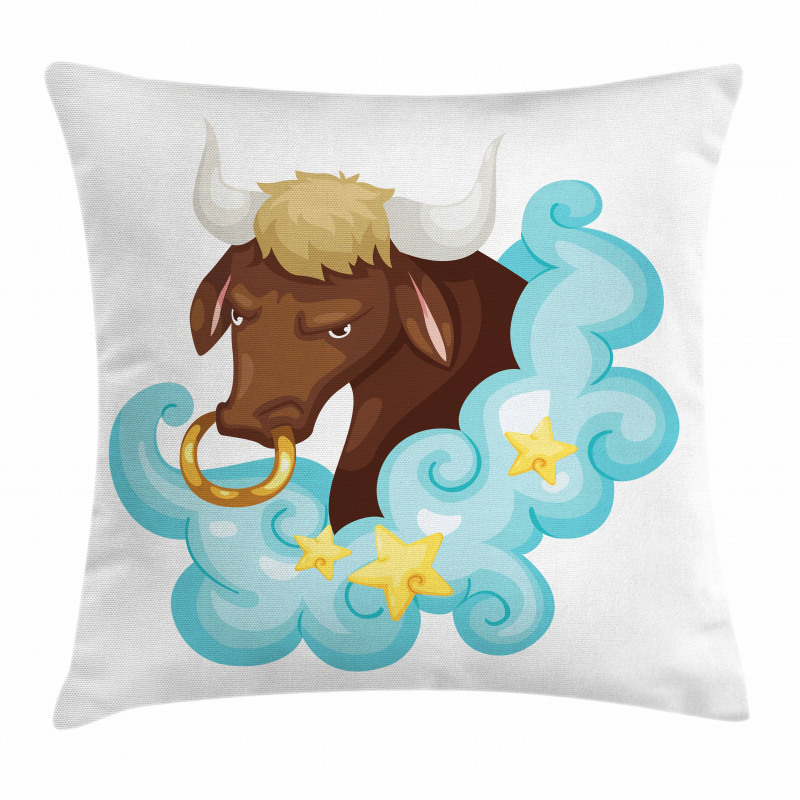 Bull Cloud Stars Pillow Cover