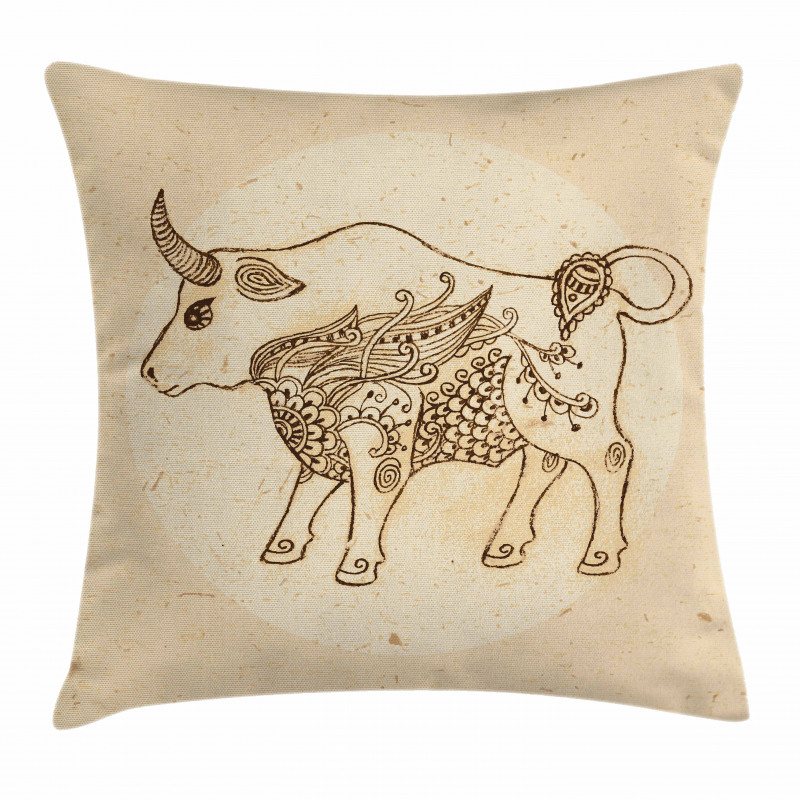 Ornate Ox Pillow Cover