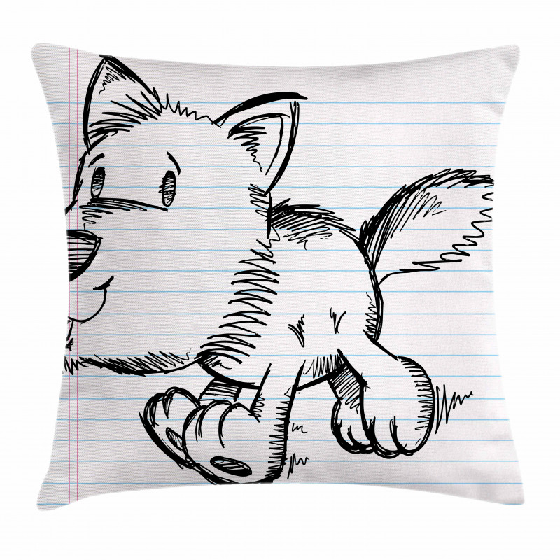 Scribble Art Puppy Dog Pillow Cover