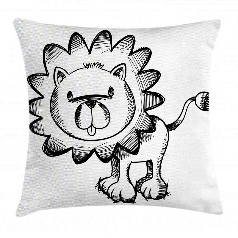 Sketchy Baby Lion Safari Pillow Cover