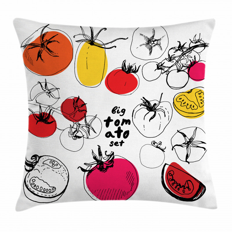 Vivid Sketched Tomatoes Pillow Cover