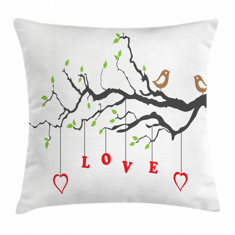 Birds Sitting on a Branch Pillow Cover