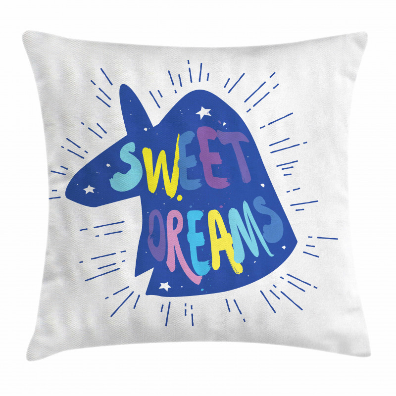 Blue Unicorn Head Pillow Cover