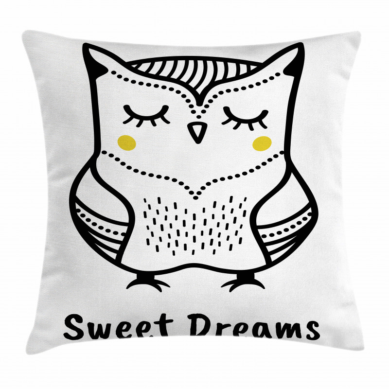 Doodle Style Owl Pillow Cover