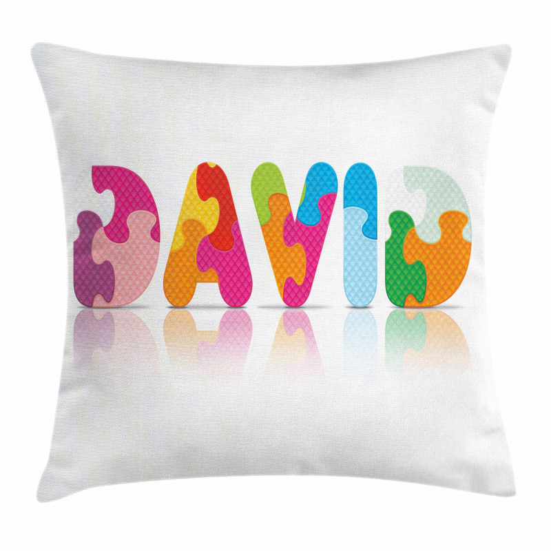 Colorful Puzzle Style Letters Pillow Cover