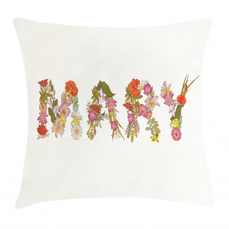 Blooming Flower Letters Pillow Cover