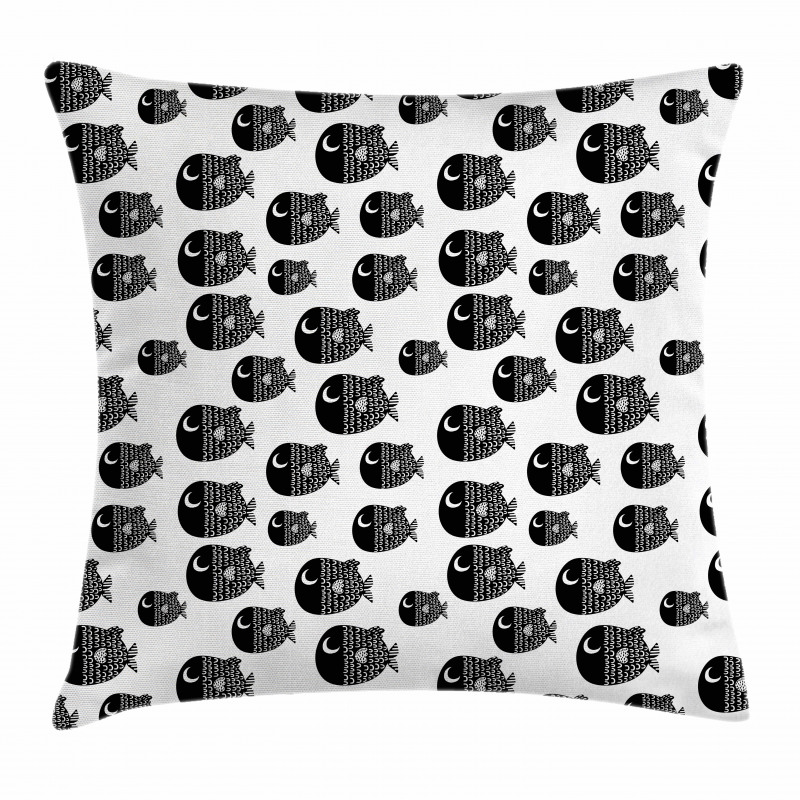 Black and White Fishes Pillow Cover