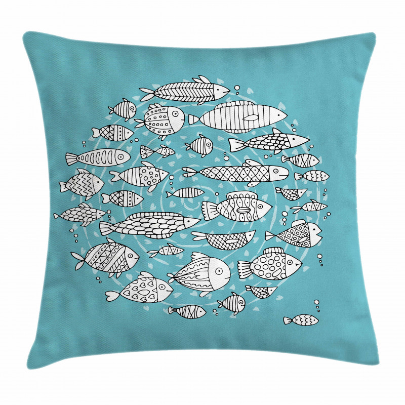 Blue and White Doodle Pillow Cover