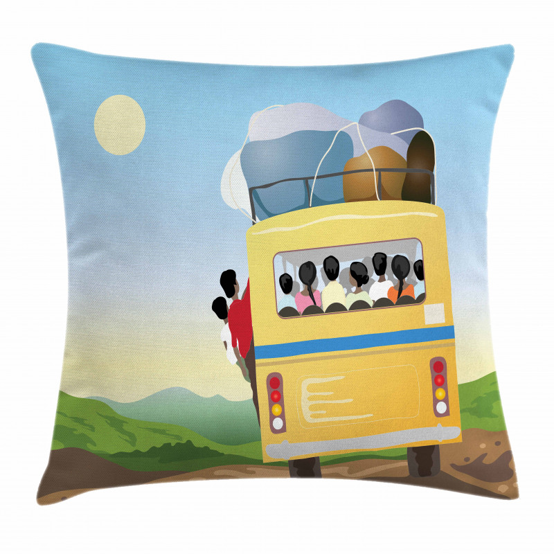 Crowded Yellow Bus Pillow Cover