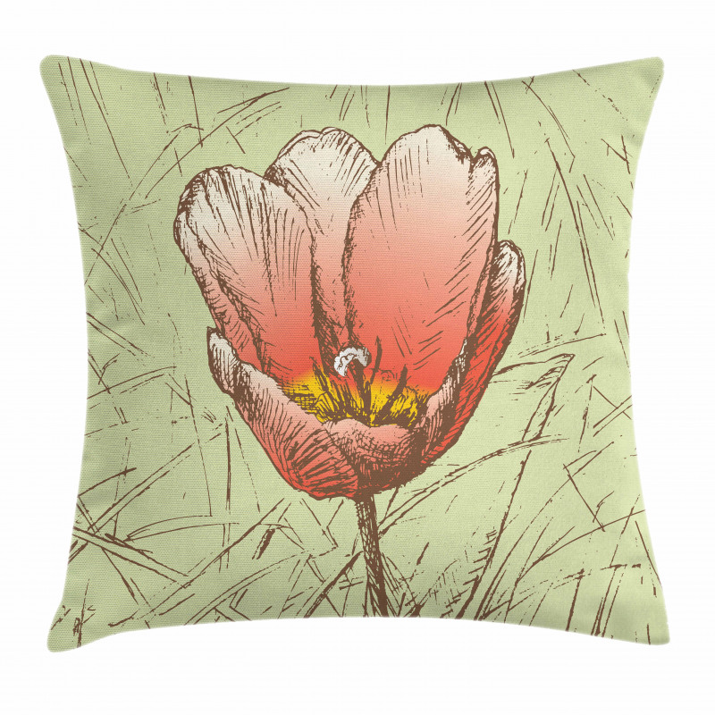 Romantic Flower Sketch Pillow Cover