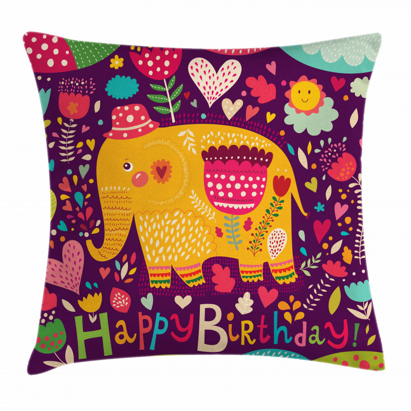 Doodle Birthday Animal Pillow Cover