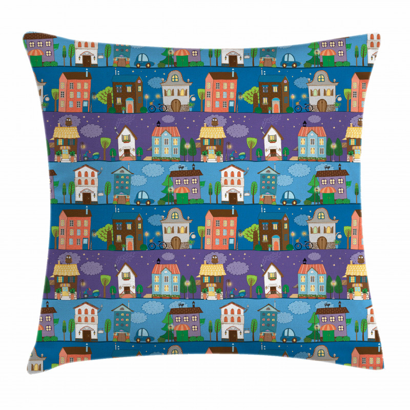 Hand Drawn Townhouses Pillow Cover