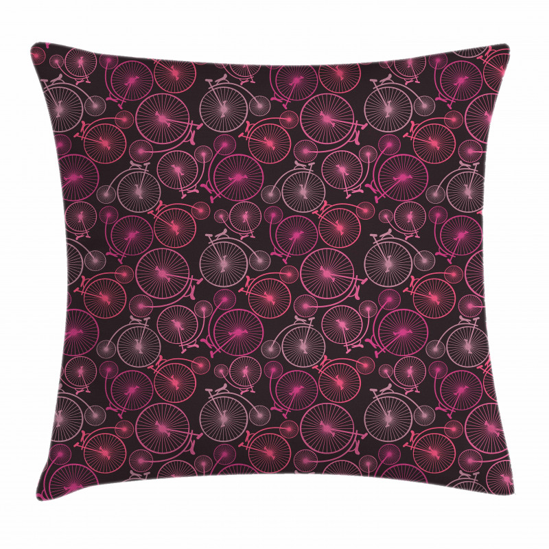 Vintage Bikes in Pink Pillow Cover