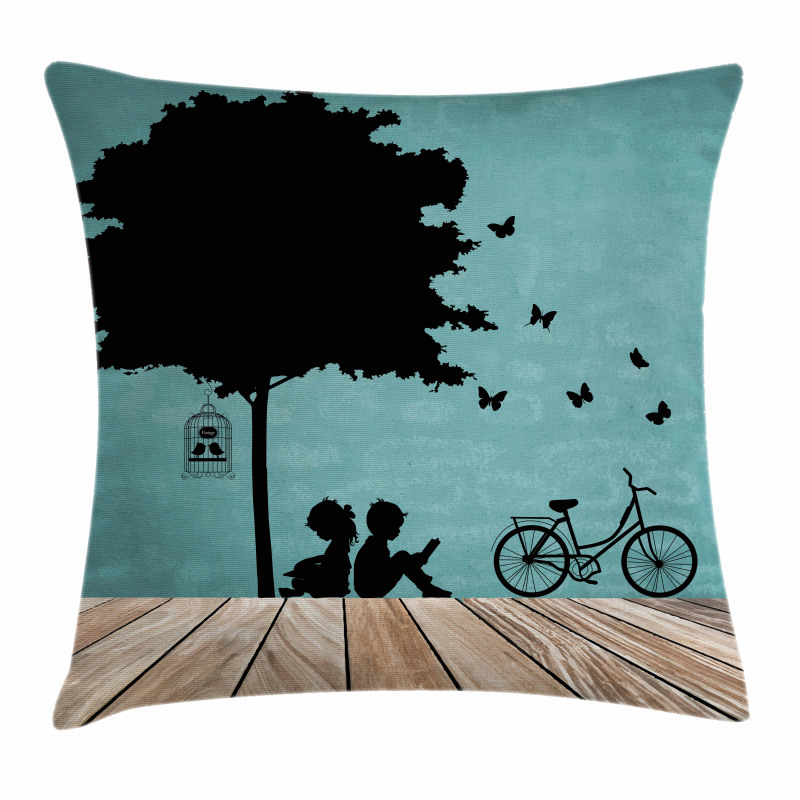 Boy and Girl Under a Tree Pillow Cover