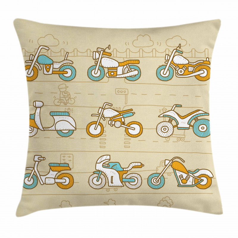 Motorcycles City Traffic Pillow Cover