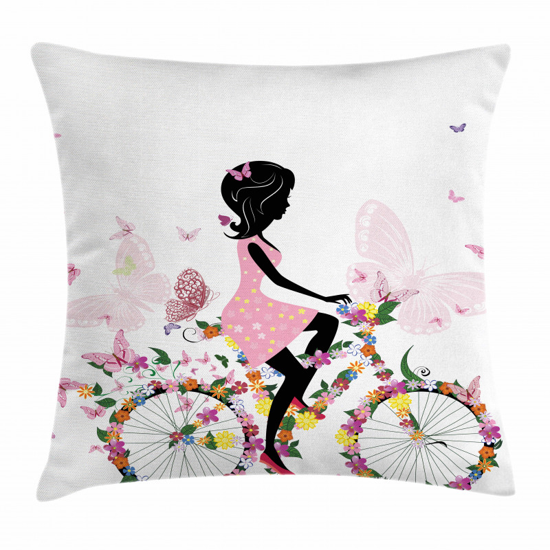 Girl Flower Butterflies Pillow Cover