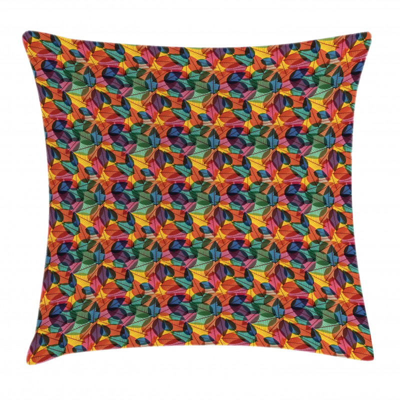 Colorful Abstract Leaf Pillow Cover