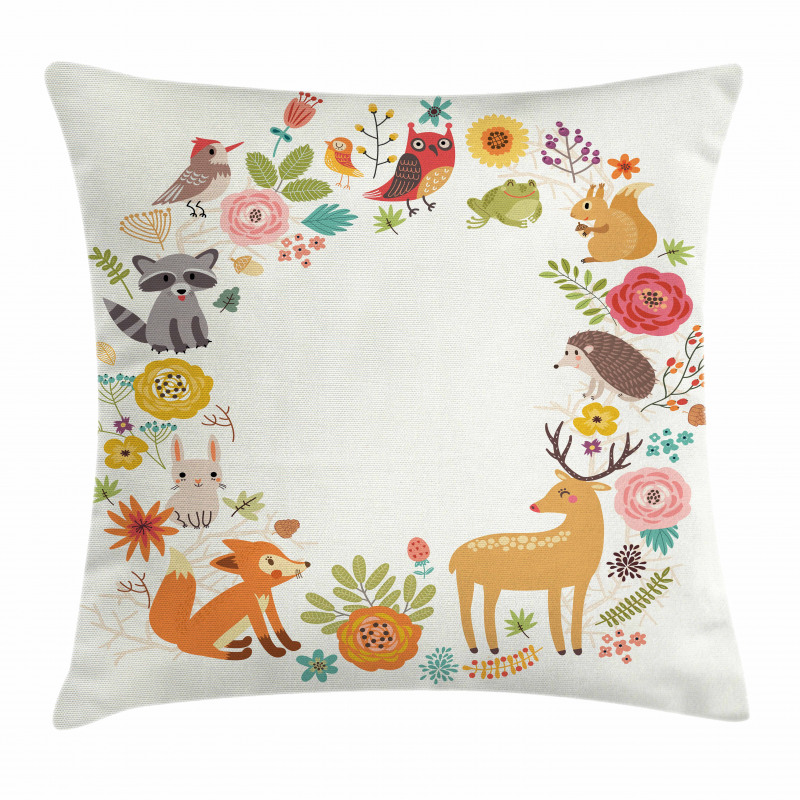 Cartoon Wildlife Pattern Pillow Cover