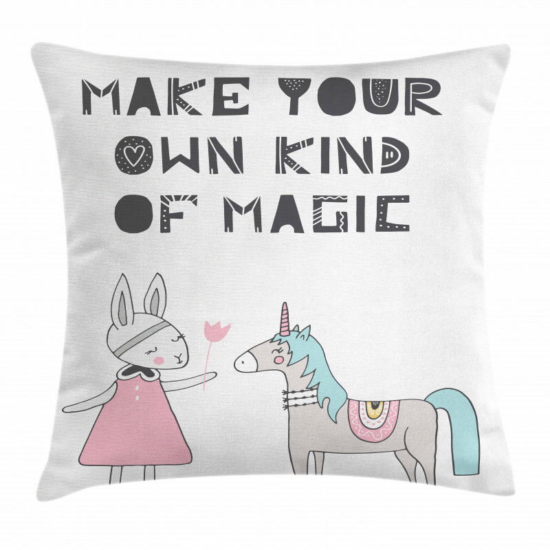 Bunny in Dress Unicorn Pillow Cover