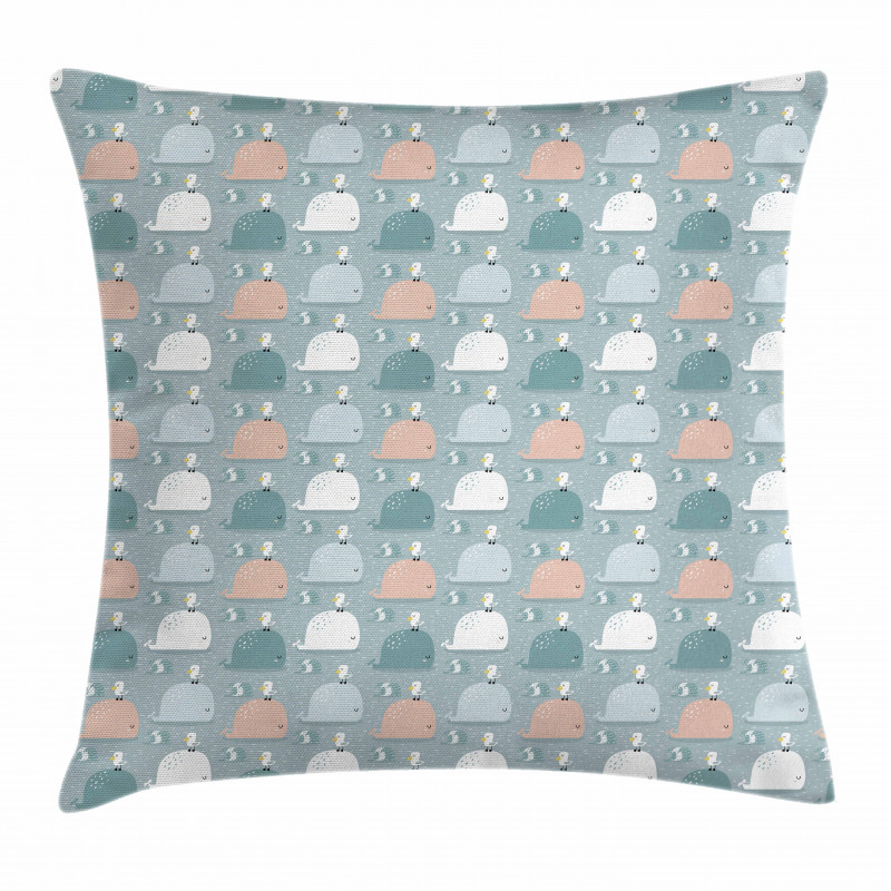 Sea Mammals with Seagull Pillow Cover