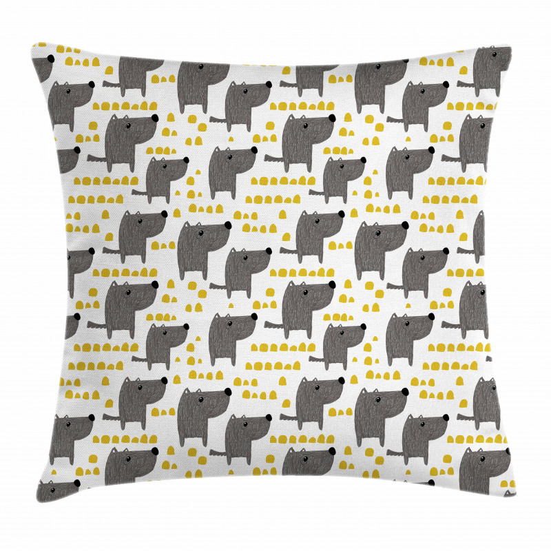 Sketch Style Canine Pattern Pillow Cover