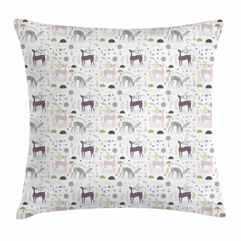 Woodland Deer Leaves Pillow Cover