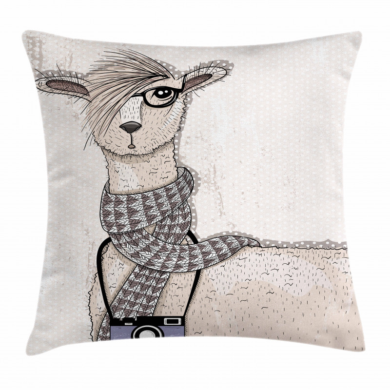 Llama with Glasses Scarf Pillow Cover