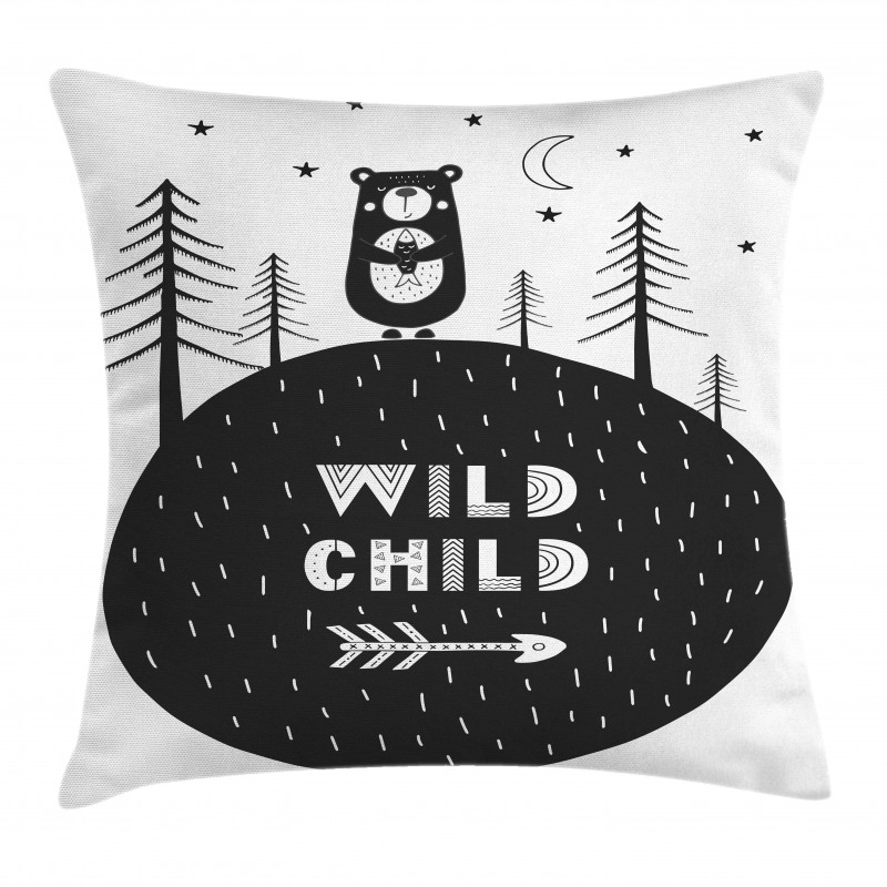 Wild Child and Bear Pillow Cover
