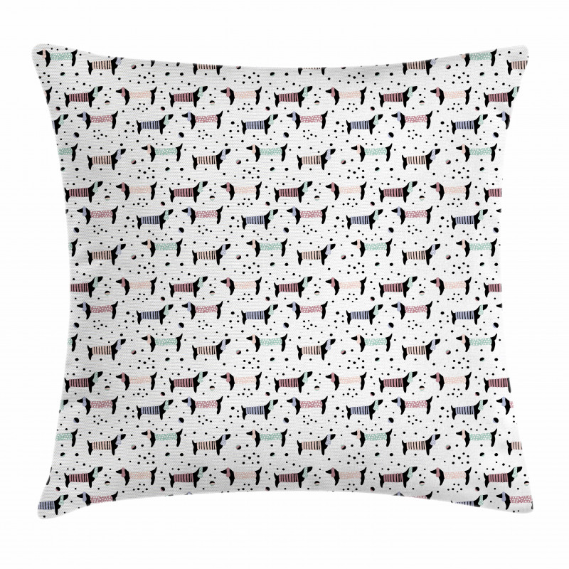 Dachshund Silhouettes Dots Pillow Cover