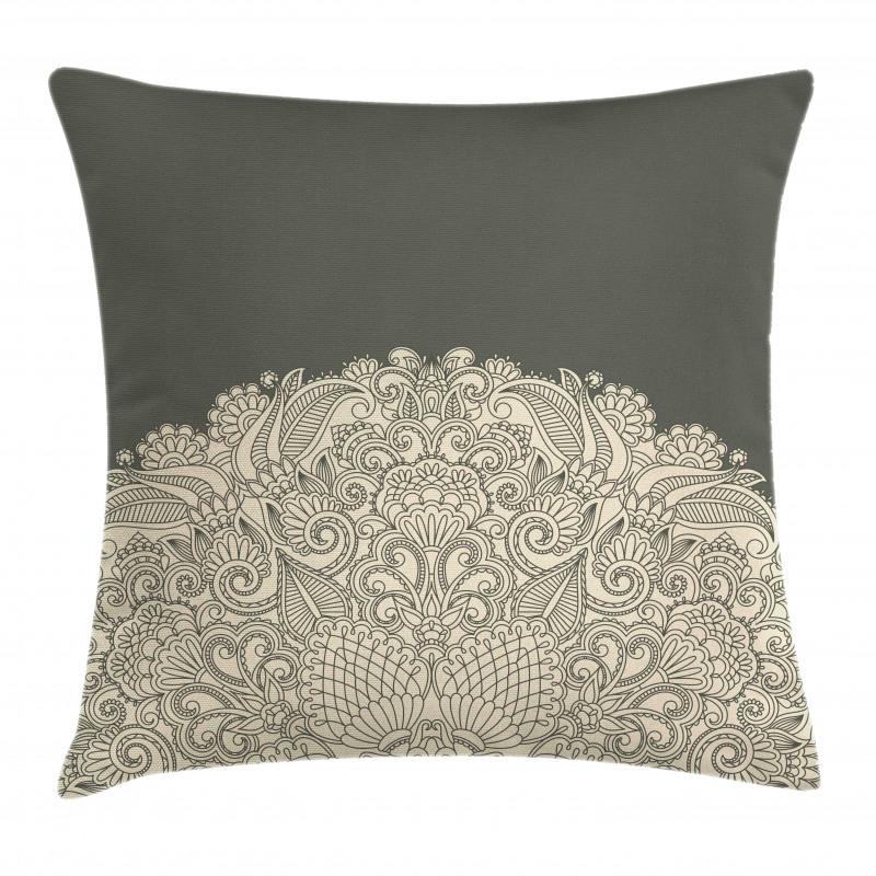 Floral Half Mandala Pillow Cover