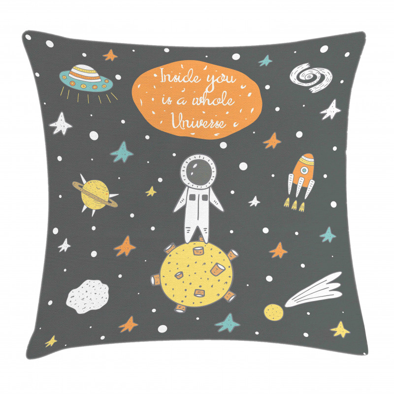 Doodle Astronaut Pillow Cover