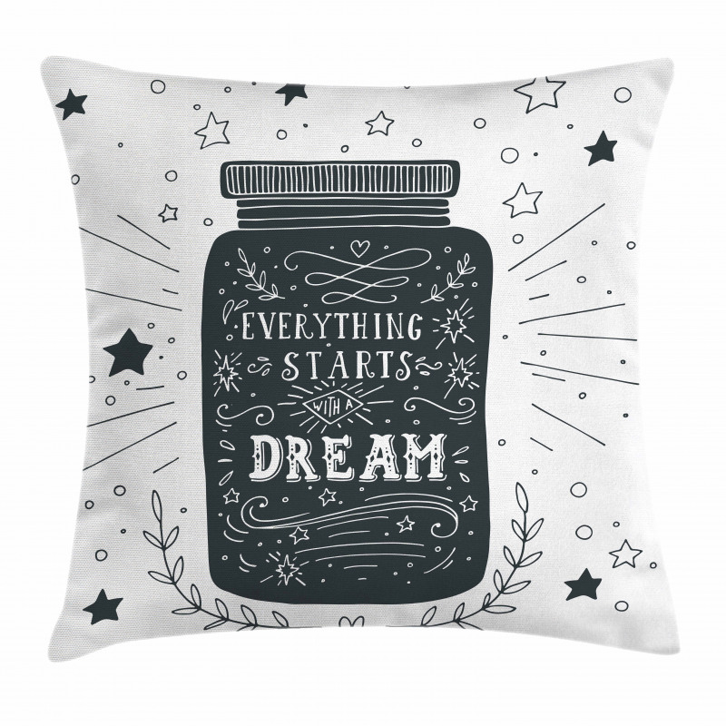Saying on Jar with Stars Pillow Cover