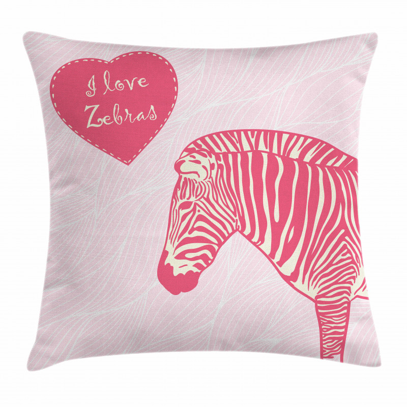 I Love Zebras Words Pillow Cover