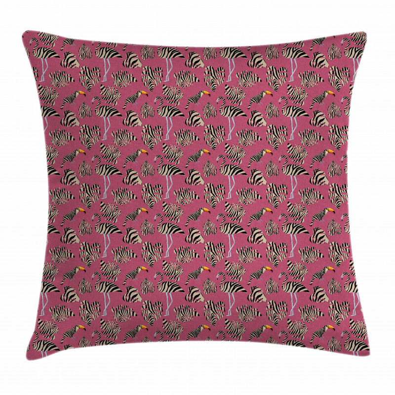 Flamingo Toucan Bird Pillow Cover