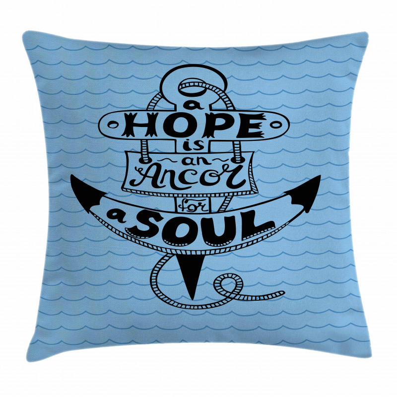 Anchor in the Wavy Ocean Pillow Cover