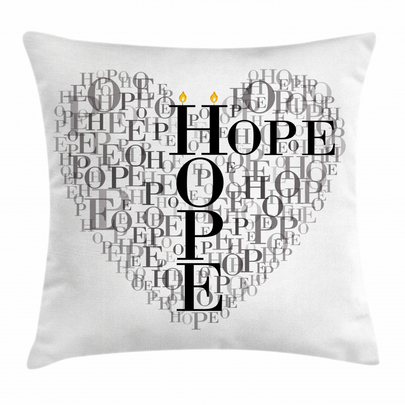 Heart Shaped Hope Word Pillow Cover