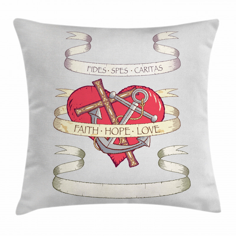 Anchor on Heart Motif Pillow Cover