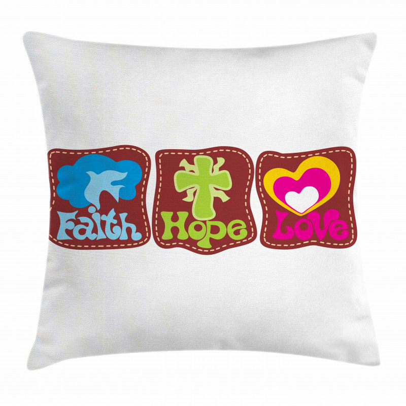 Retro Hearts and Doves Pillow Cover
