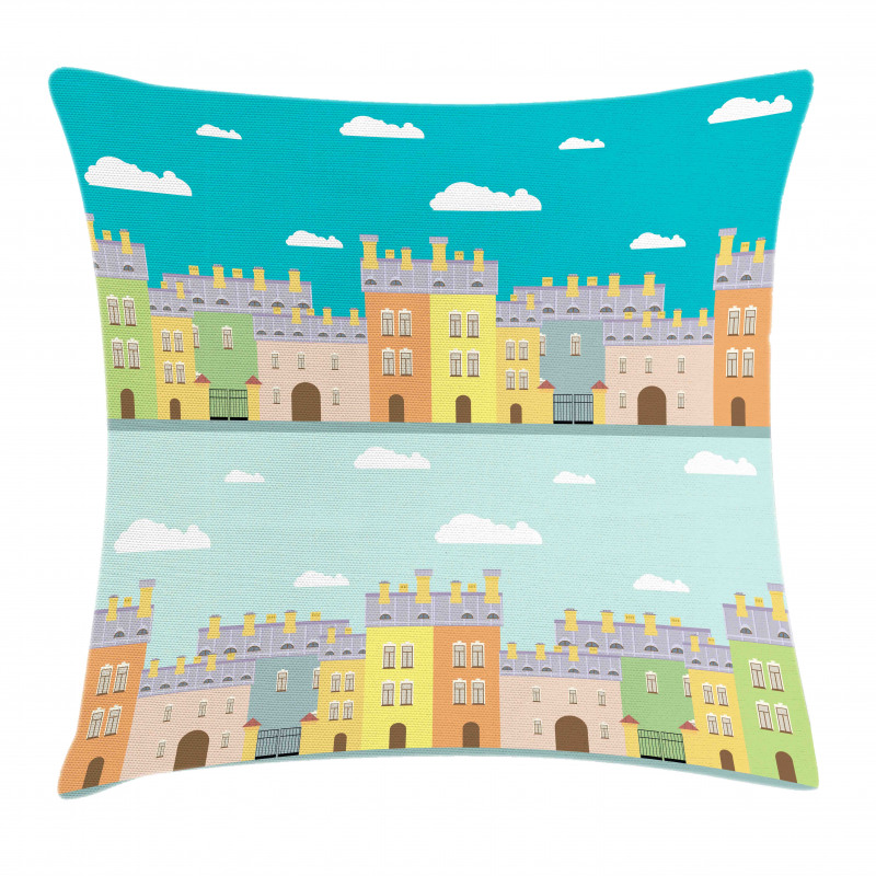 Colorful Cartoon Town Pillow Cover