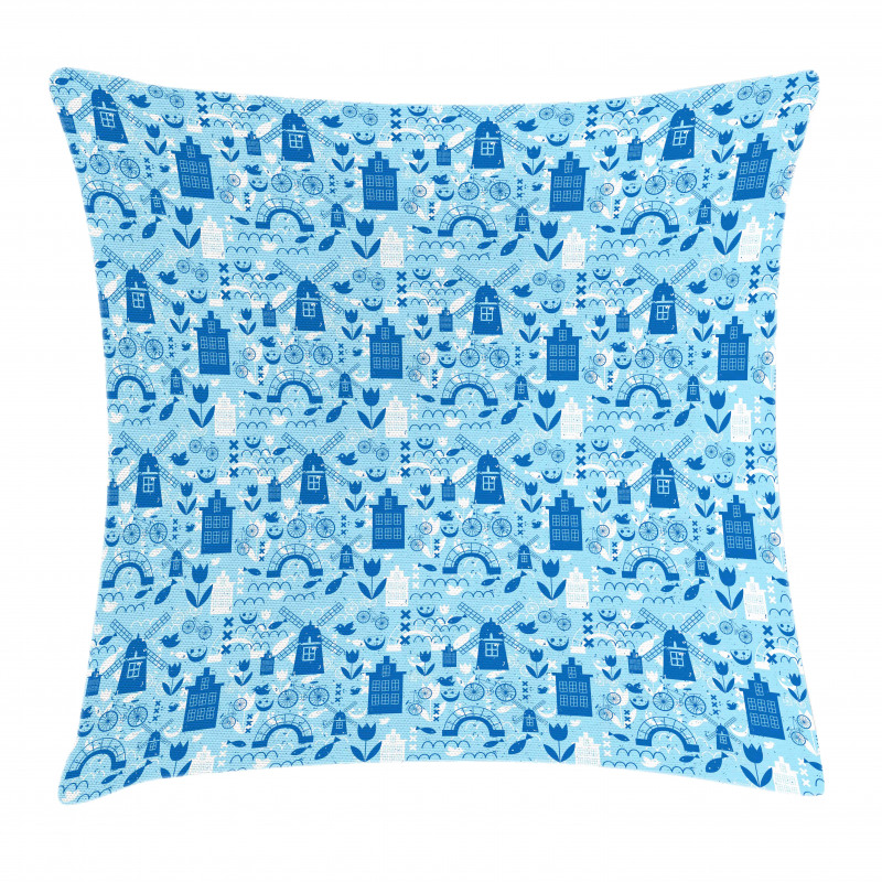 Cartoon Windmills Design Pillow Cover