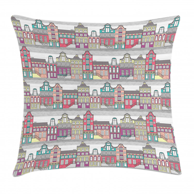 Amsterdam Sketch Houses Pillow Cover