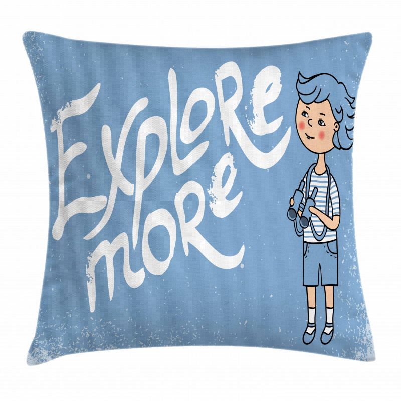 Boy with Binoculars Pillow Cover